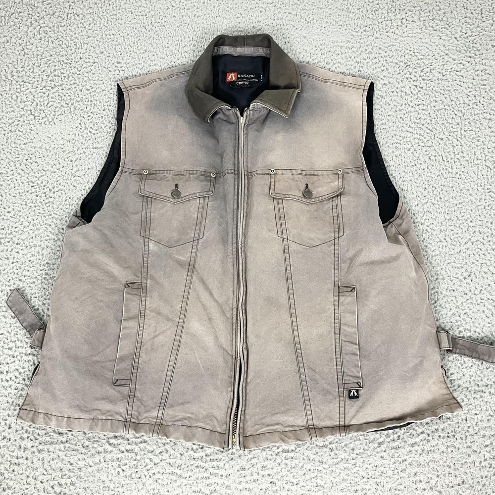 Kakadu Traders Vest‎ Mens 2XL Brown Canvas Full Zip Shooting Hunting C11MV03